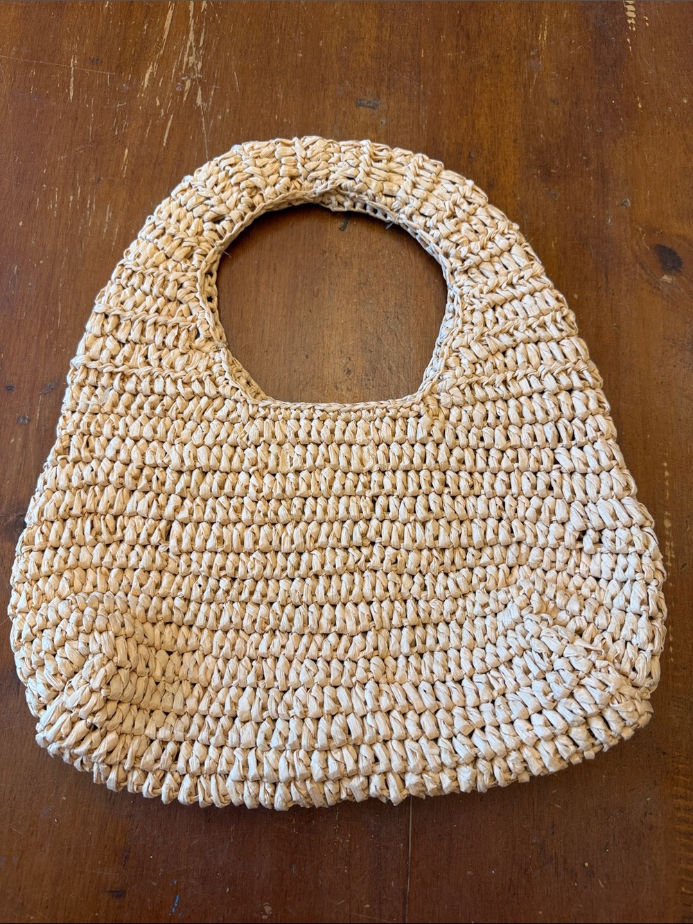 Universal Thread Natural Straw Crochet Tote in Beige
